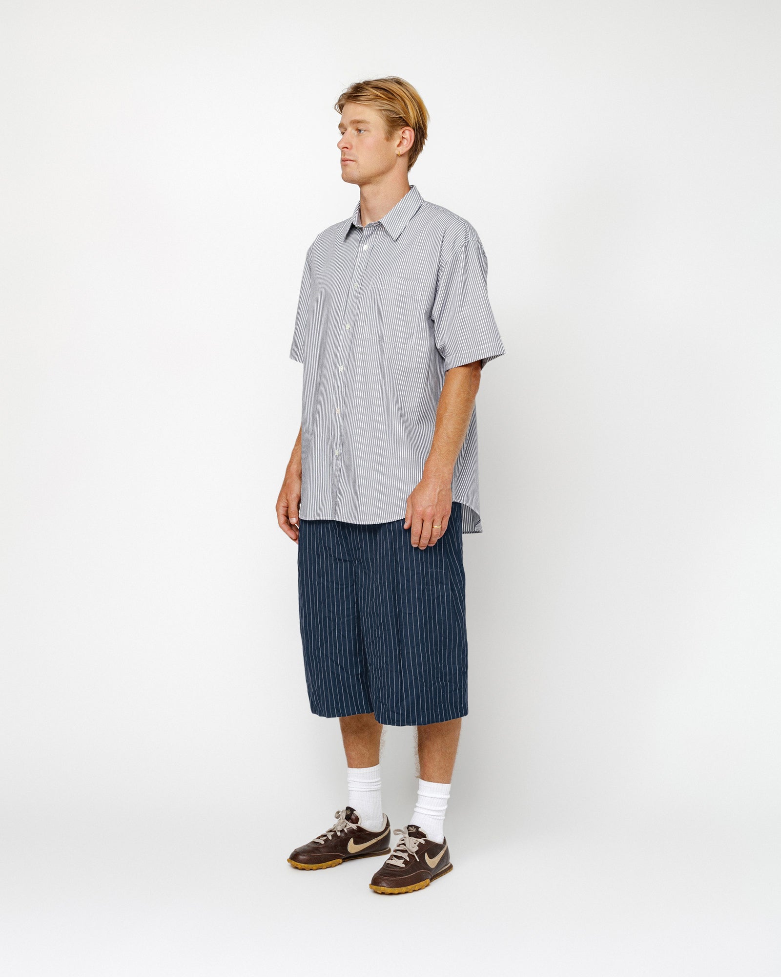 Volume Pleated Short Wrinkled Stripe in navy – Stüssy Europe