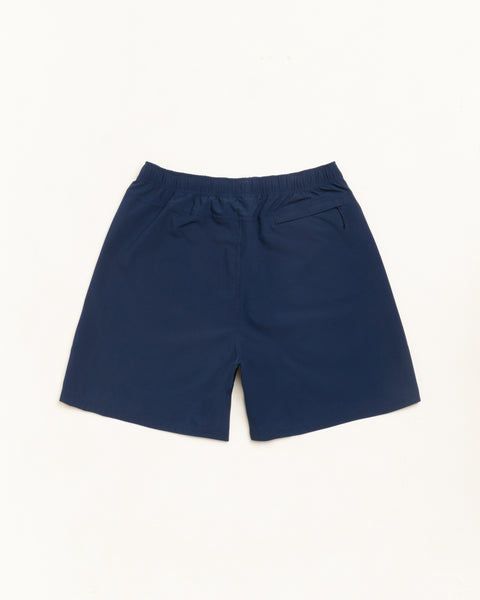 Short Sport Short bleu marine à taille élastique et poche arrière passepoilée zippée, unisexe