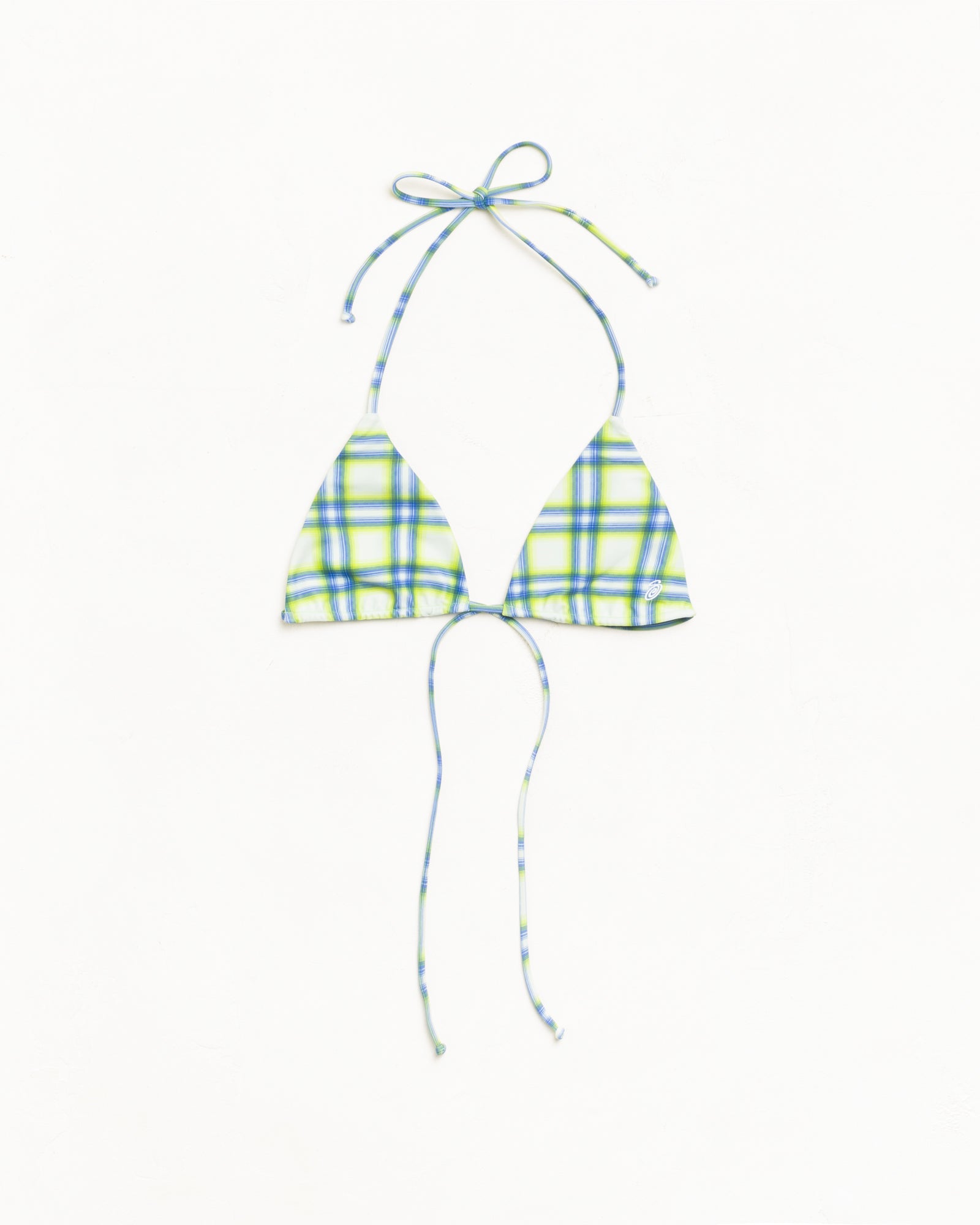 Triangle Bikini Top Womens Sleeveless In Green Plaid
