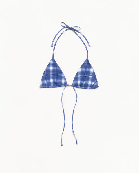 Triangle Bikini Top Womens Sleeveless In Navy Plaid
