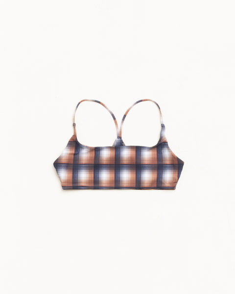 Halter Bikini Top Womens Sleeveless In Brown Plaid