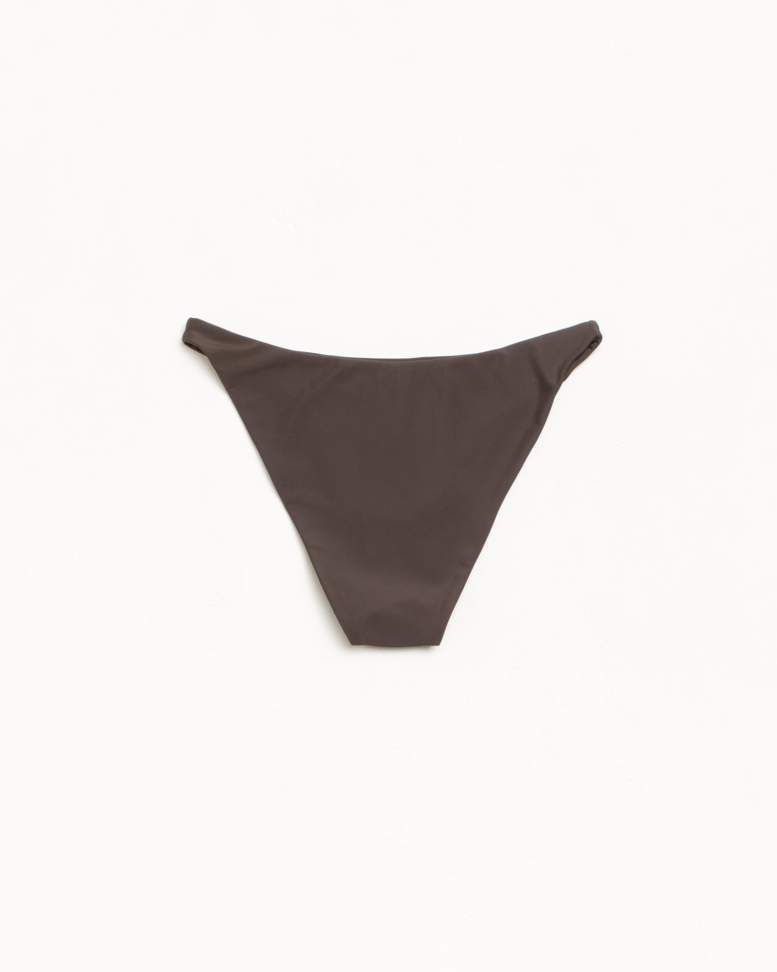 Bikini Bottom Swim in the color Brown made from a stretch swim fabric.