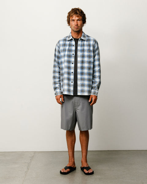Peak Board Short boardshort unisexe en nylon stretch gris avec cordon de serrage lacé
