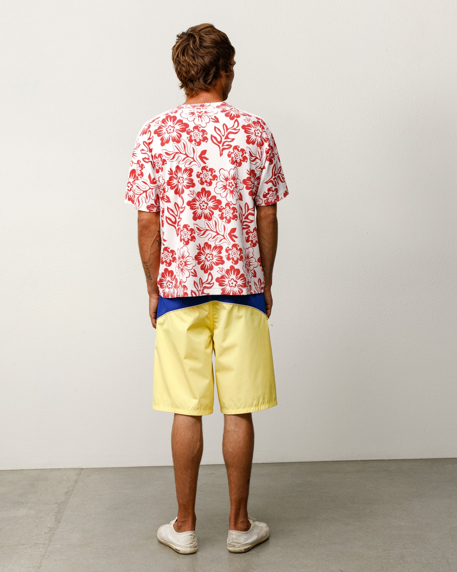 COVE BOARD SHORT boardshort en polyester jaune avec empiècements contrastés et cordon à lacets