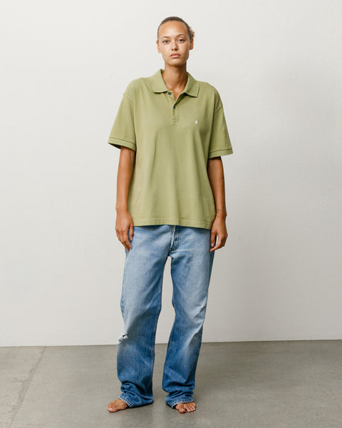 Classic pique polo unisex short sleeve in Leaf green with rib collar and small chest logo