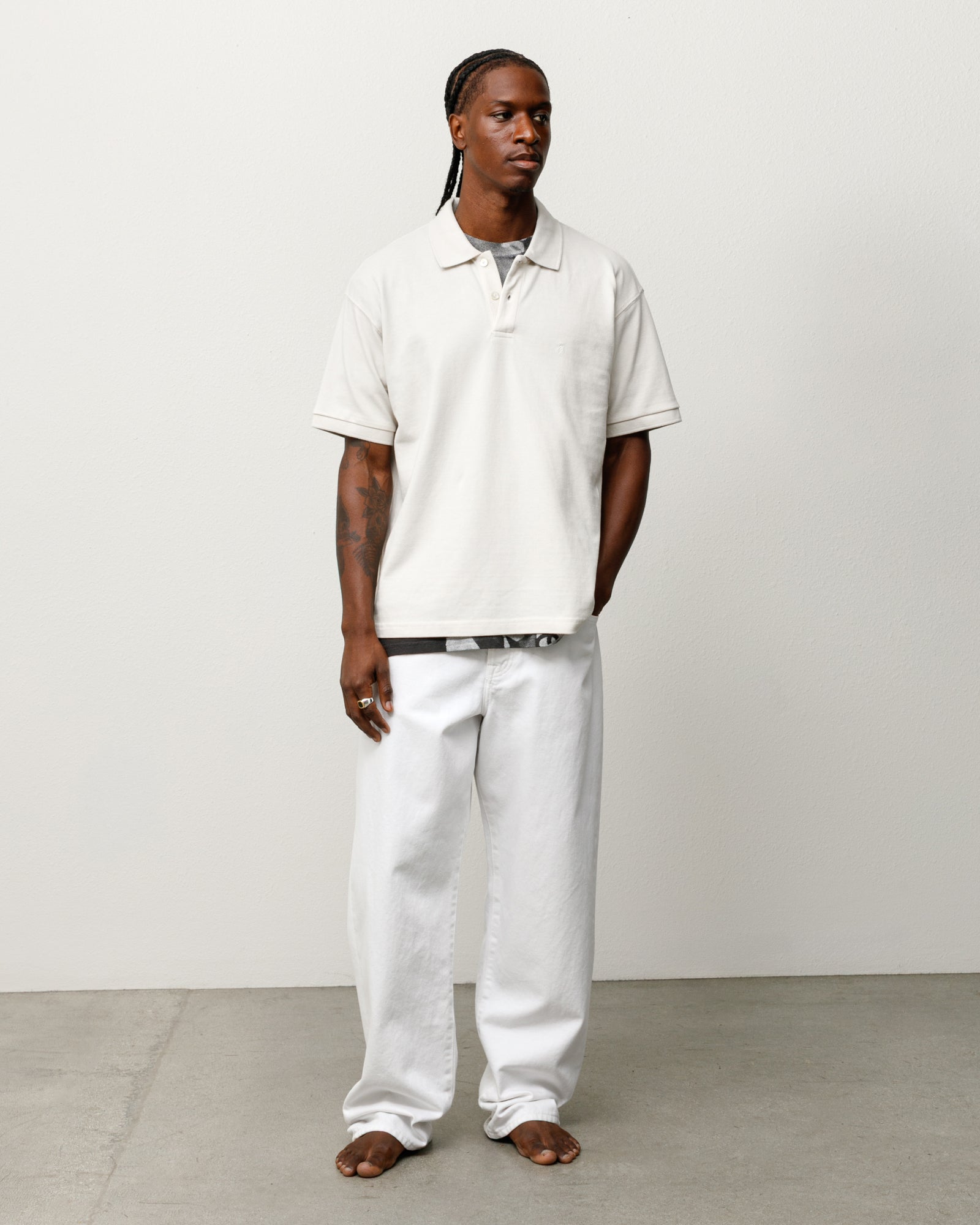 Classic Pique Polo Unisex Short Sleeve In Off White