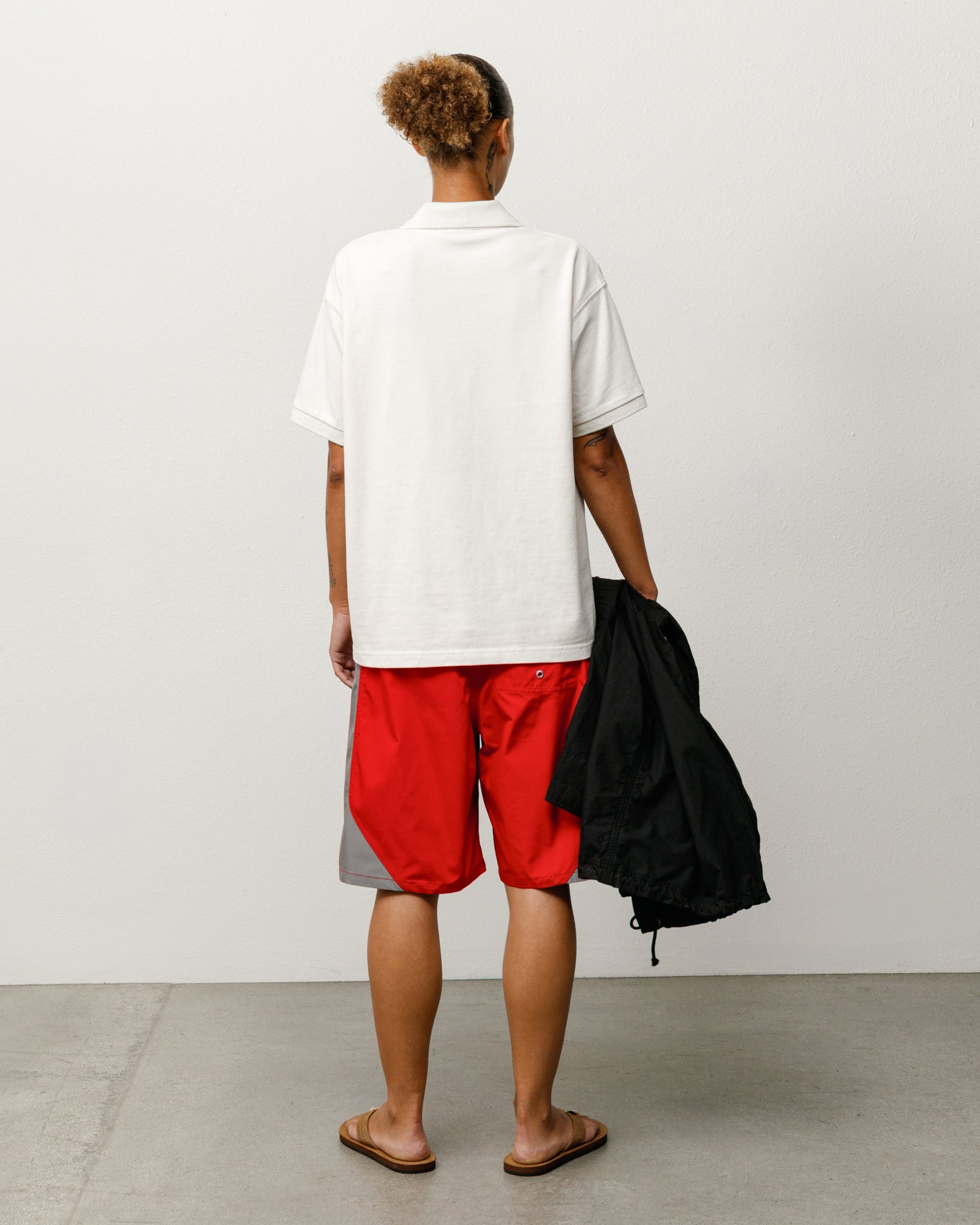 Classic Pique Polo Unisex Short Sleeve In Off White, Back View