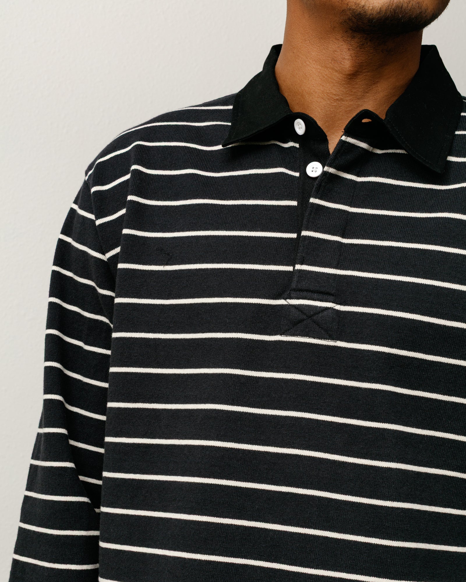Striped Rugby Shirt – Black | Tops & Knits | Stüssy Europe