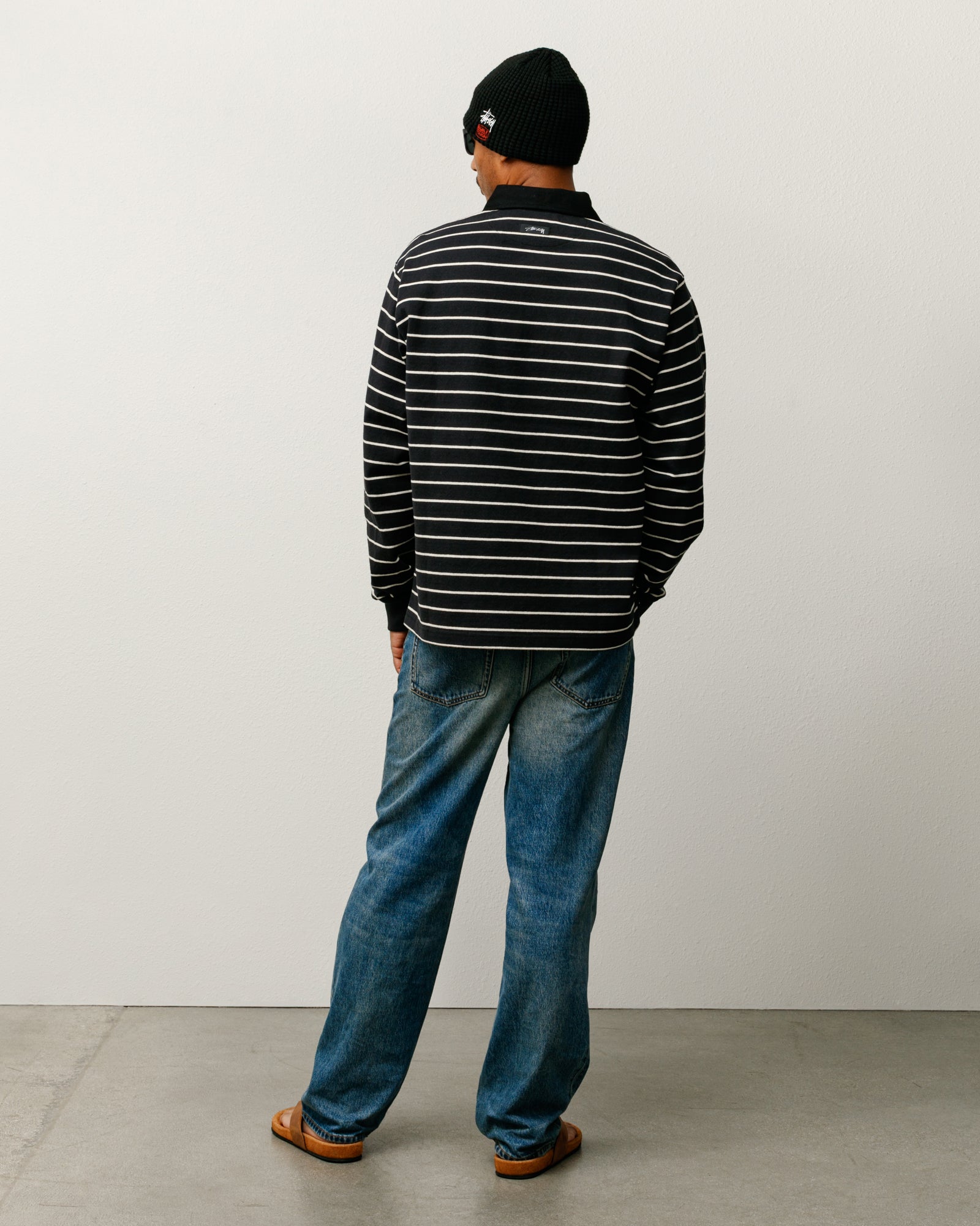 stussy pin striped ss crew 23ss ボーダーTシャツ Striped Rugby Shirt - Black | Tops & Knits | Stüssy Europe