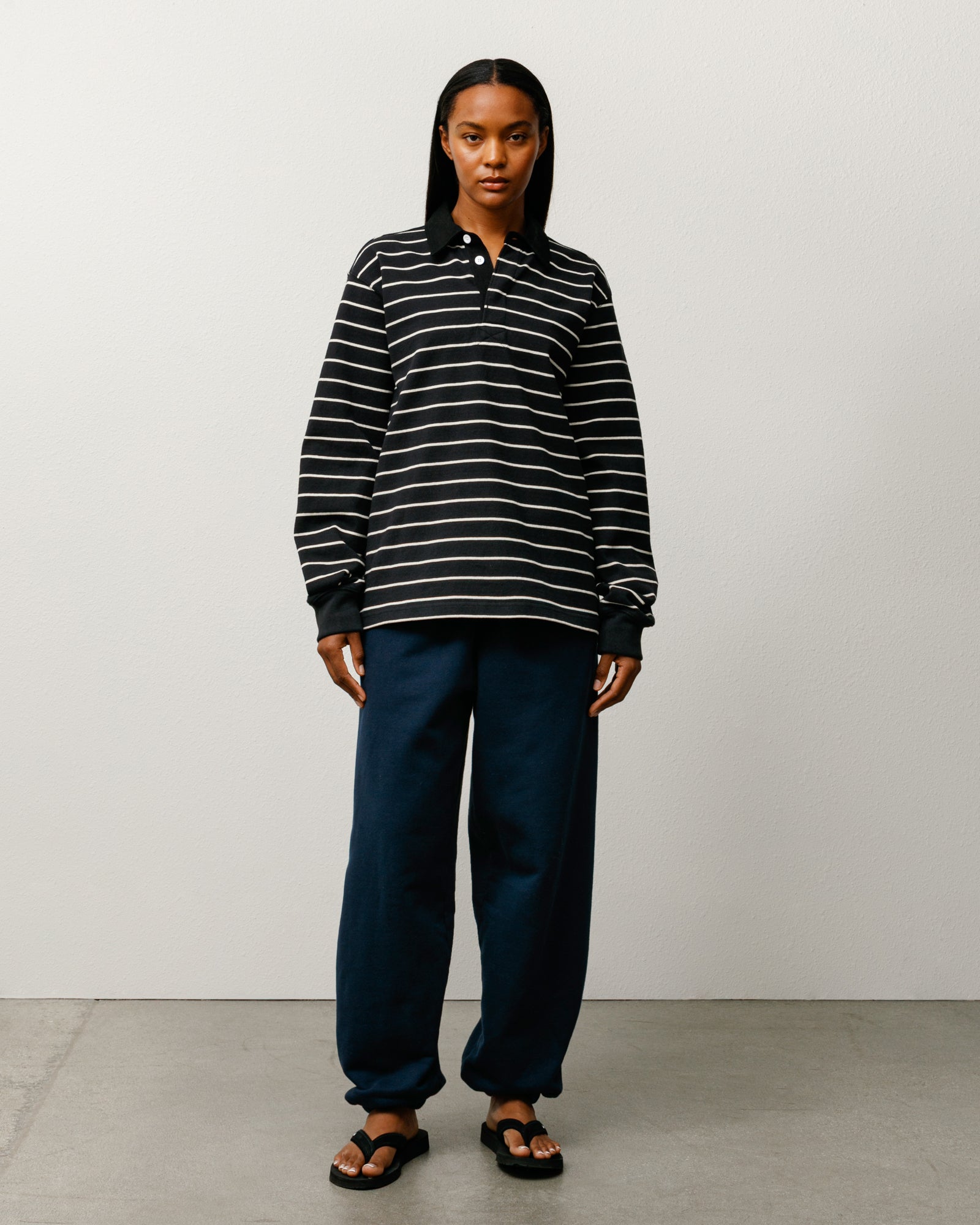 Striped Rugby Shirt – Black | Tops & Knits | Stüssy Europe