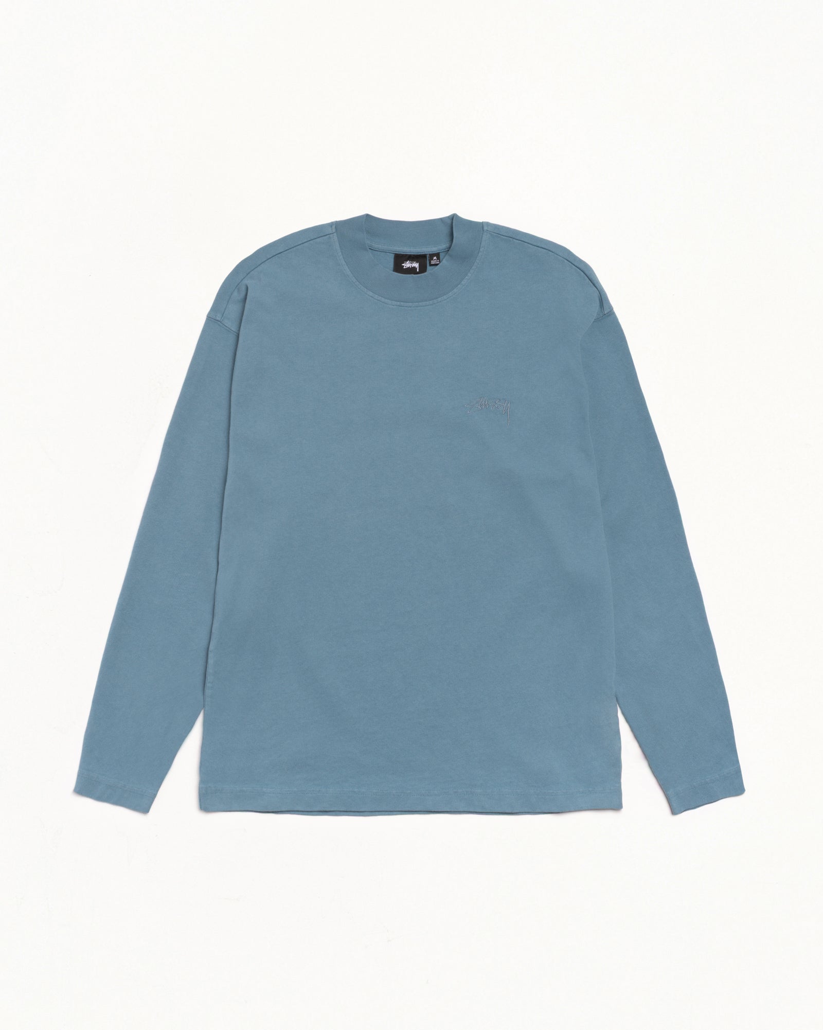 Dyed Mock Neck Ls Tee Mens Long Sleeve In Blue