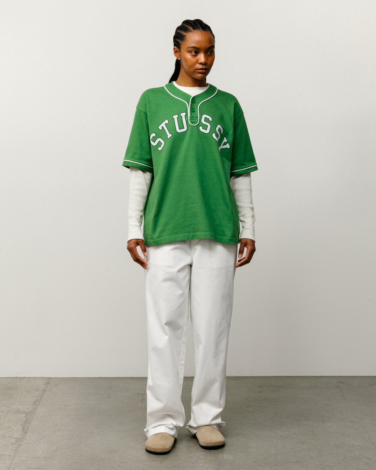 Arch Baseball Jersey – Green | Tops & Shirts | Stüssy Europe