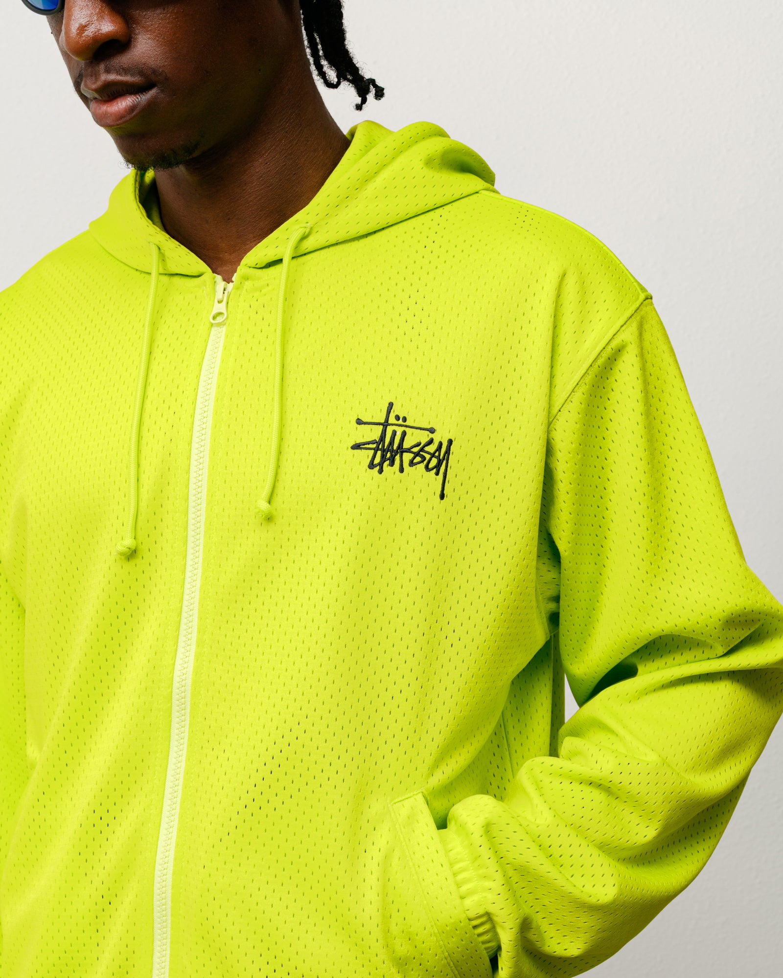 Athletic Mesh Zip Hoodie – Safety Green | Tops & Knits | Stüssy Europe