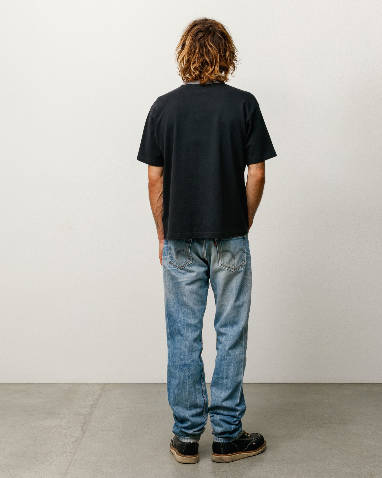 Ss Ringer Tee Unisex Short Sleeve In Black