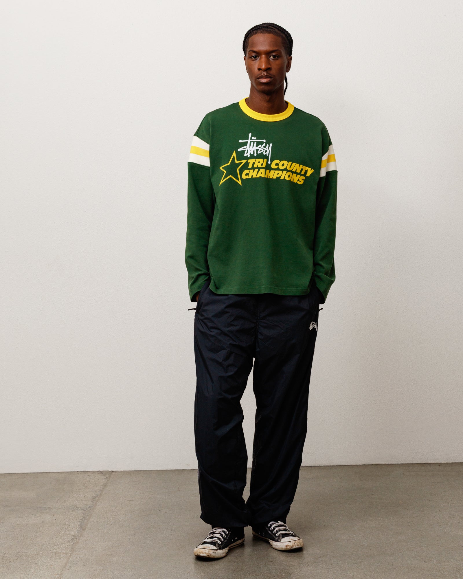 Ls Ringer Tee Unisex Long Sleeve In Green