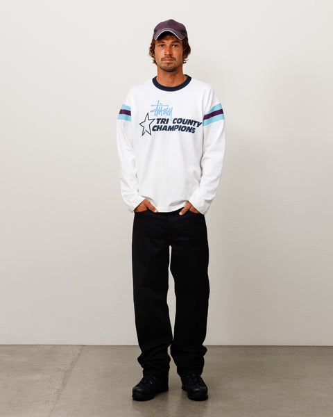 Ls Ringer Tee Unisex Long Sleeve In White