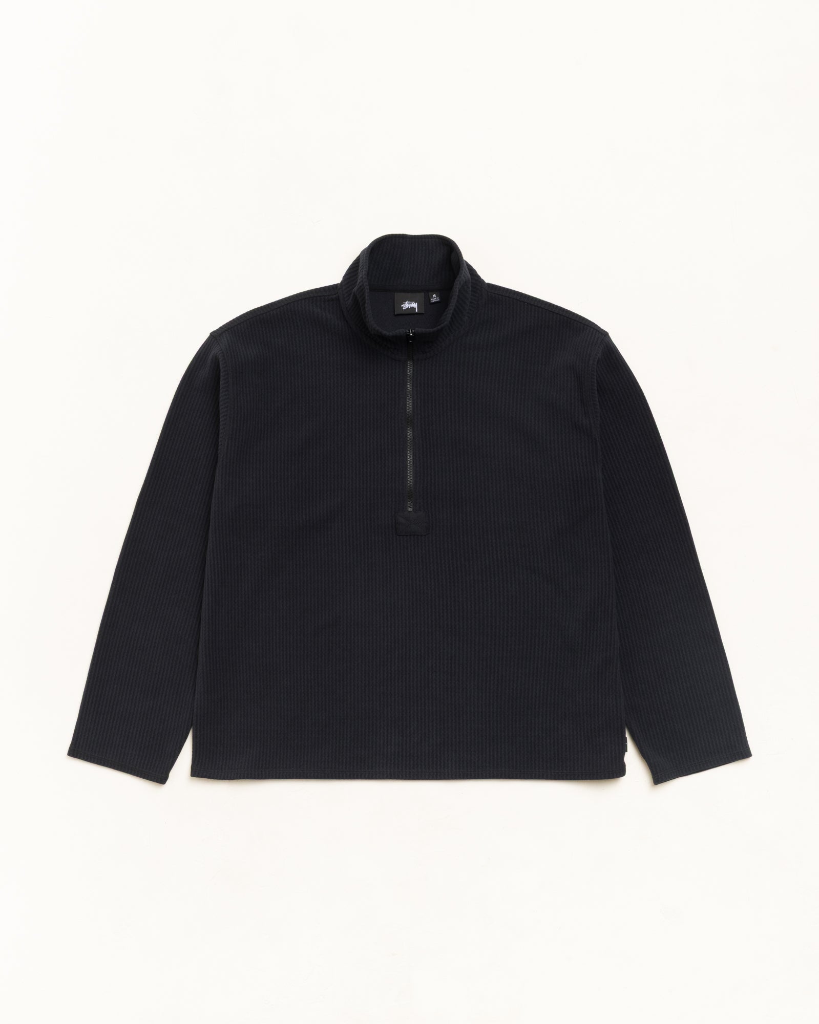 Half Zip Thermal Mock Neck - Black | Tops & Knits | Stüssy Europe