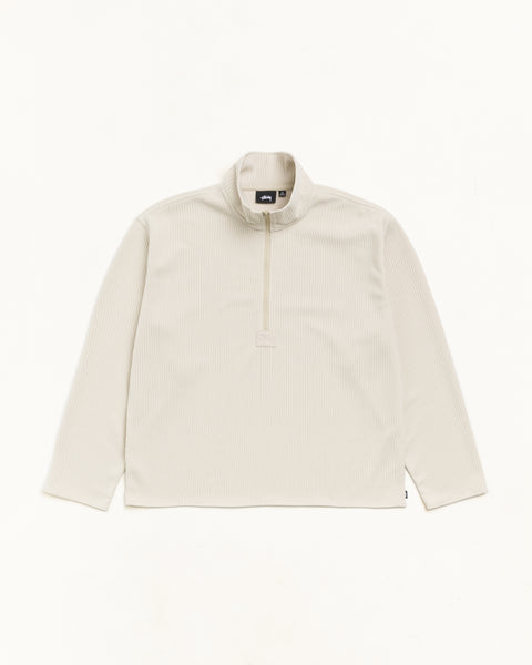 Textured Zip Mock Unisex Long Sleeve In Sand