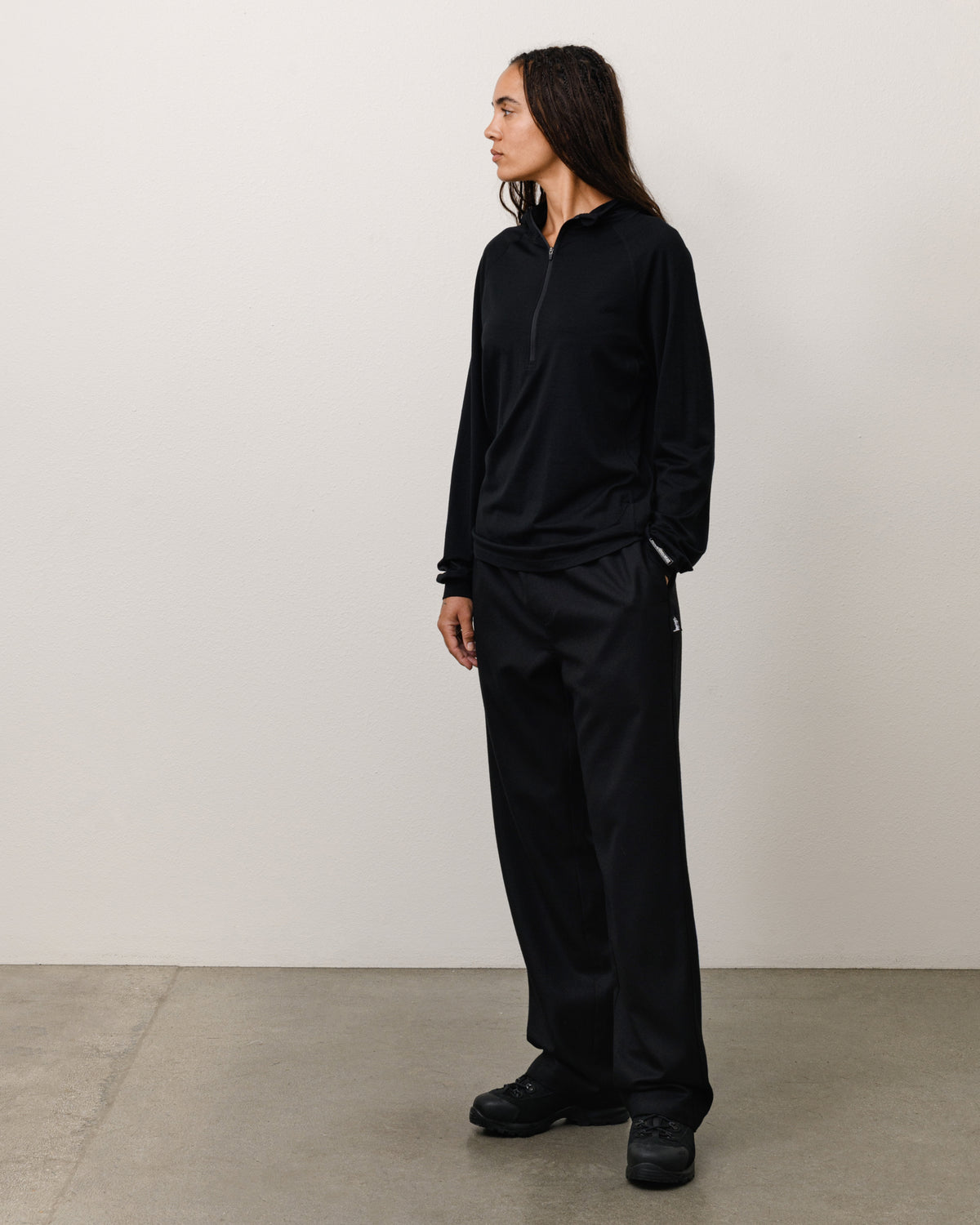 Utility Zip Hood Unisex Long Sleeve In Black