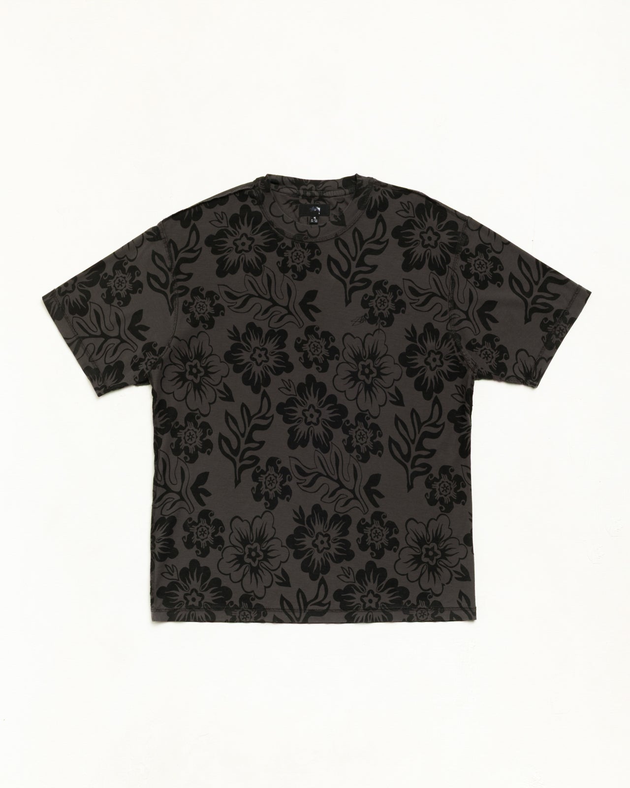 Lazy Ss Tee Floral Print Unisex Short Sleeve In Vintage Black