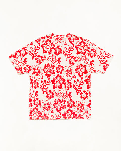 Lazy Floral Tee T-shirt in bianco con stampa floreale allover rossa