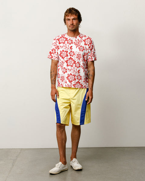 LAZY FLORAL TEE tee-shirt à manches courtes blanc à imprimé floral rouge intégral