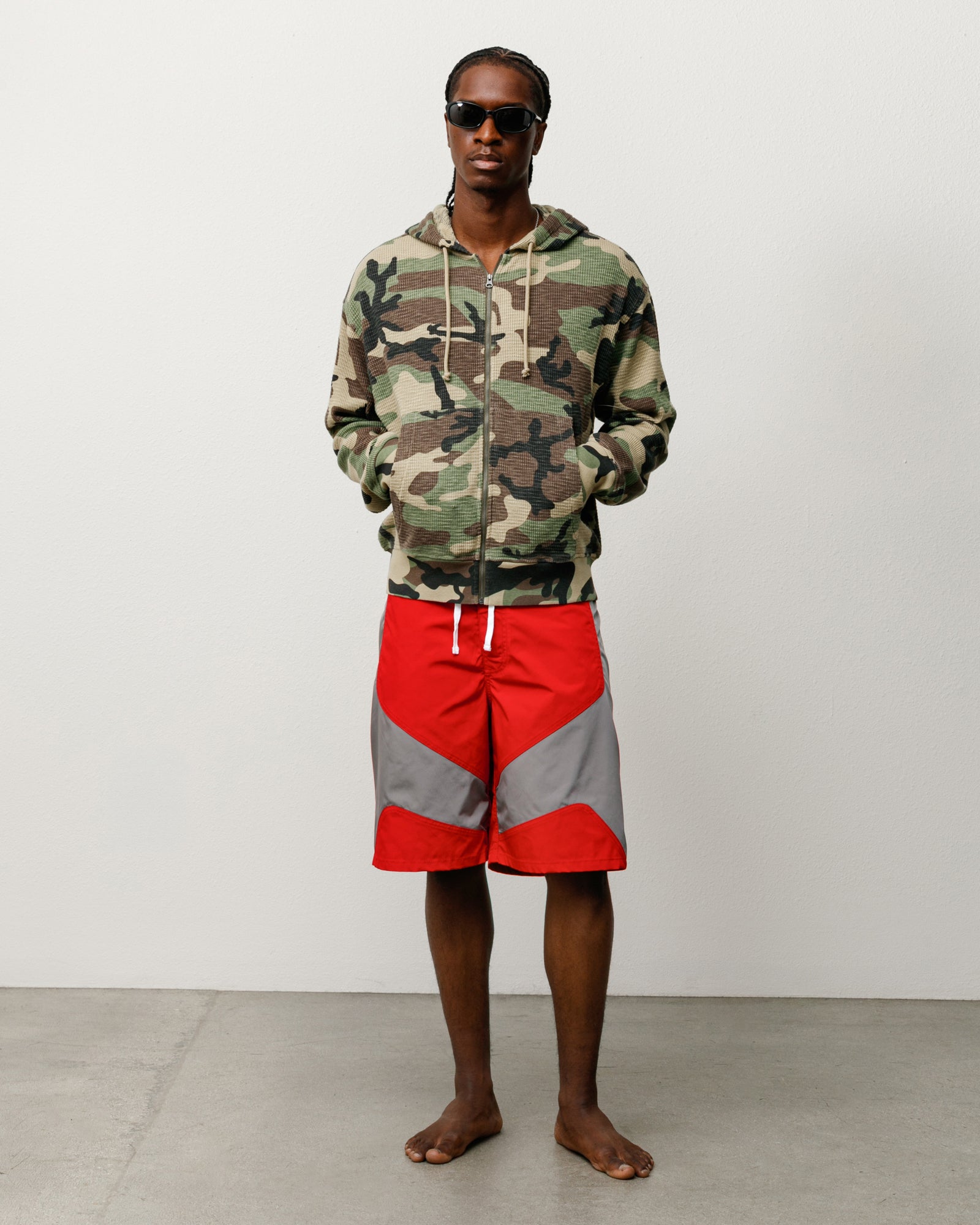 Lightweight thermal zip hoodie unisex long sleeve in camo
