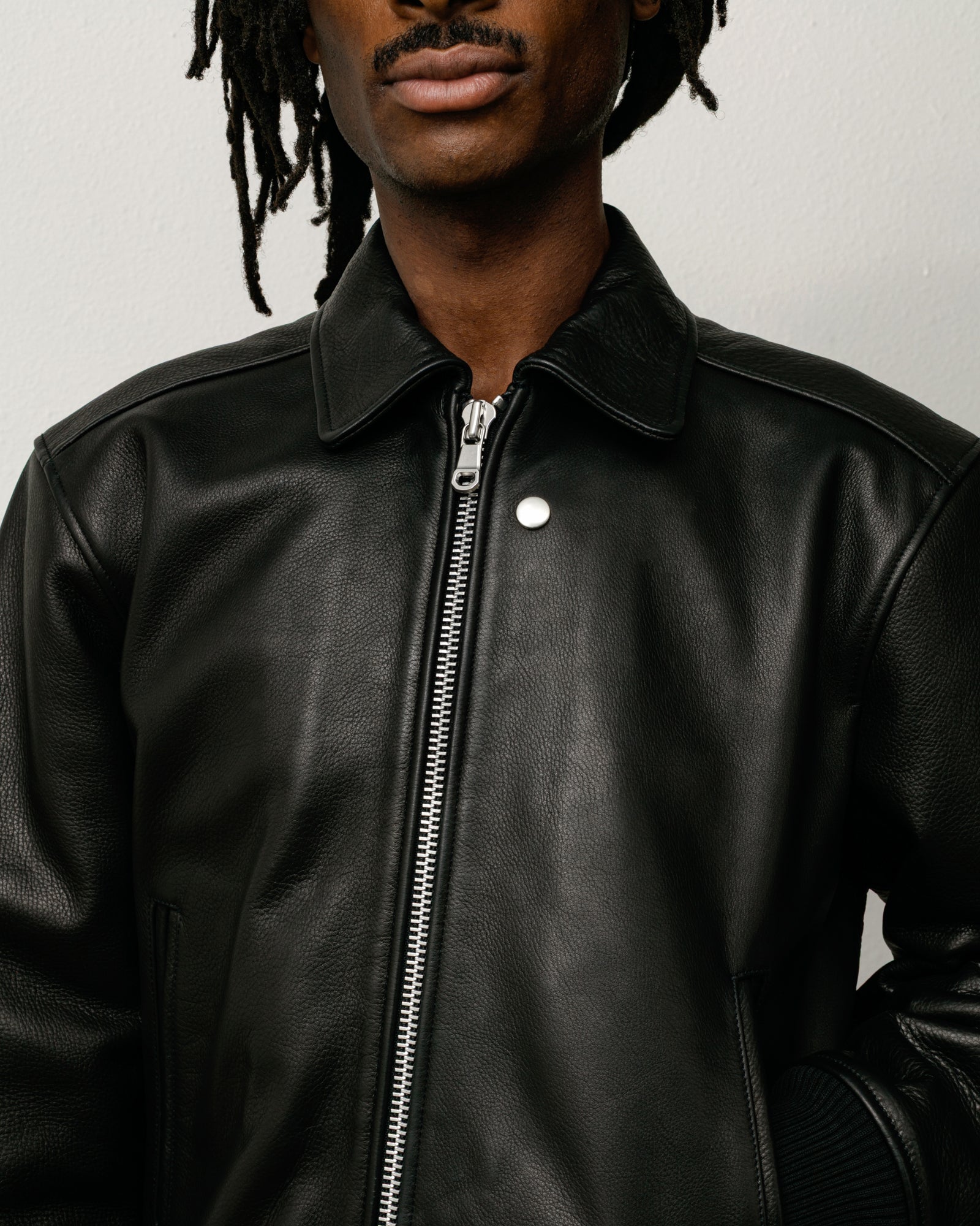 Leather Flight Jacket – Black | Outerwear | Stüssy Europe