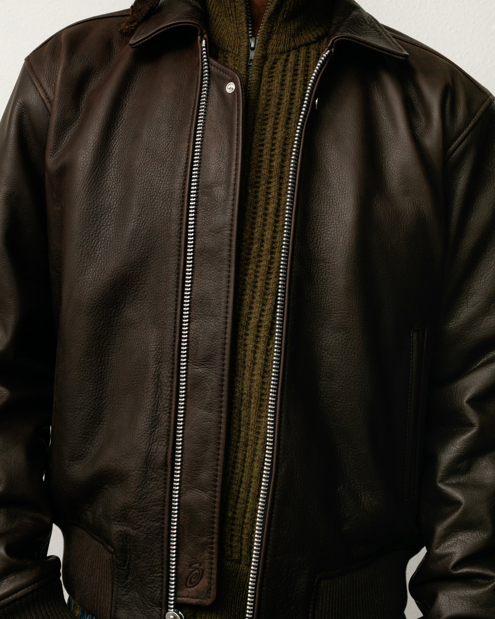 新品未使用 Stussy 25AW LEATHER FLIGHT JACKET Leather Flight Jacket – Dark Brown | Outerwear | Stüssy Europe
