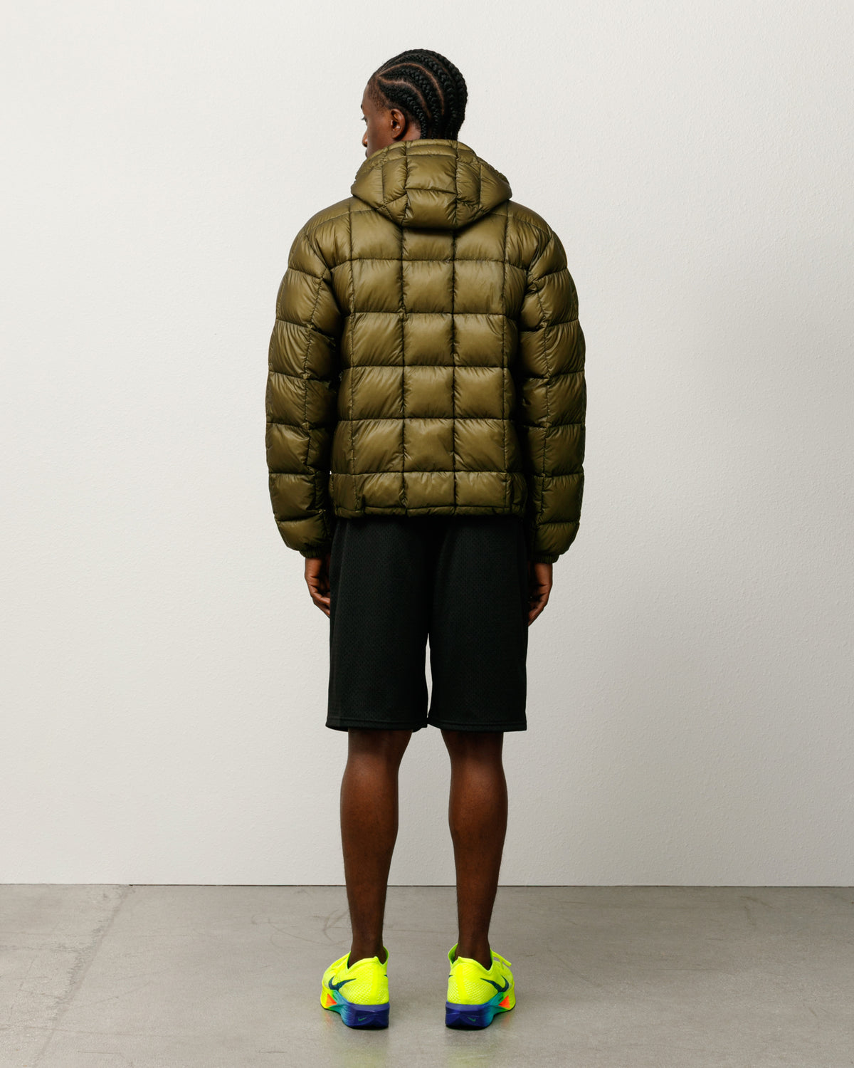 Midweight Hooded Puffer Unisex Long Sleeve In Olive