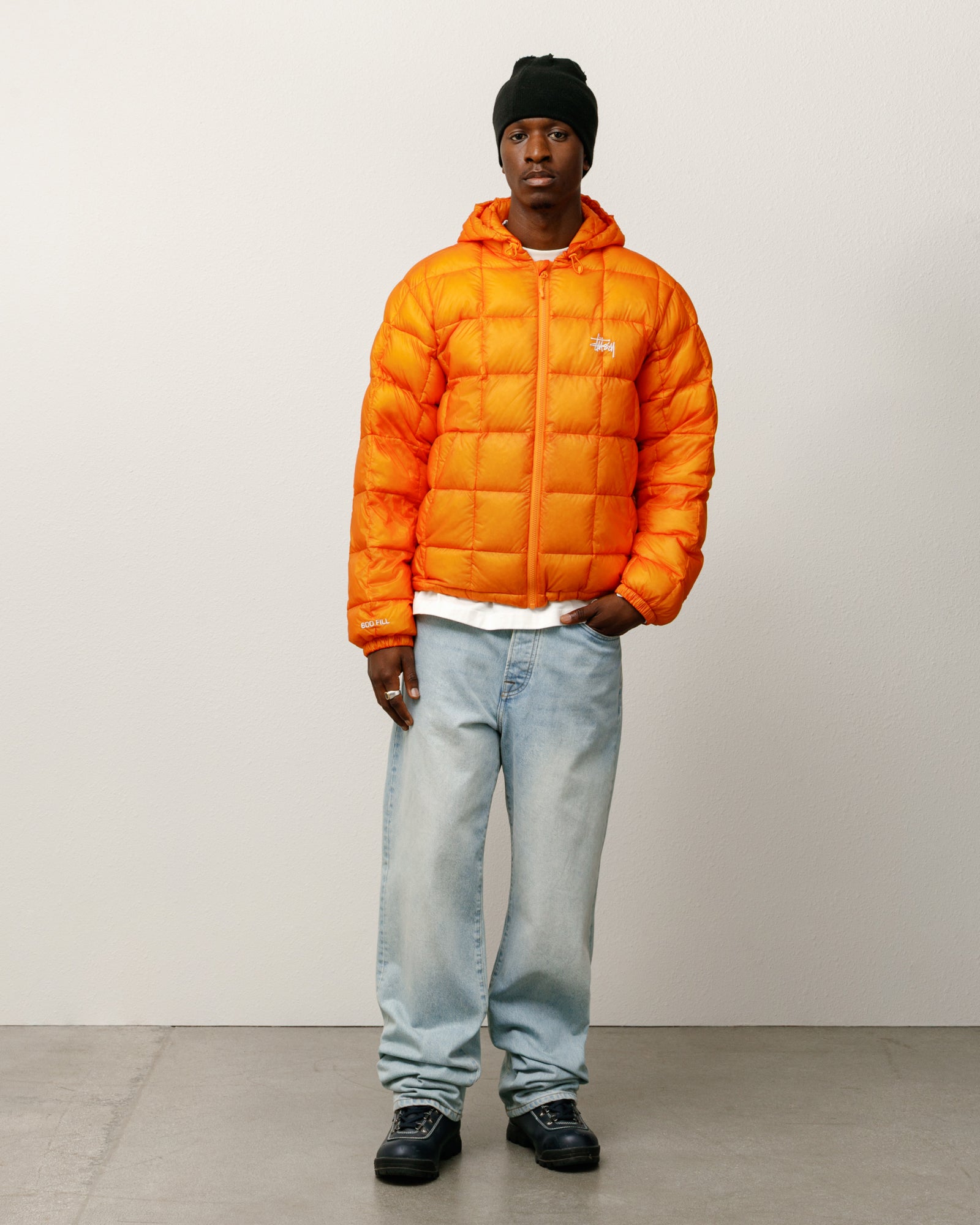 Midweight Hooded Puffer Mens Long Sleeve In Orange