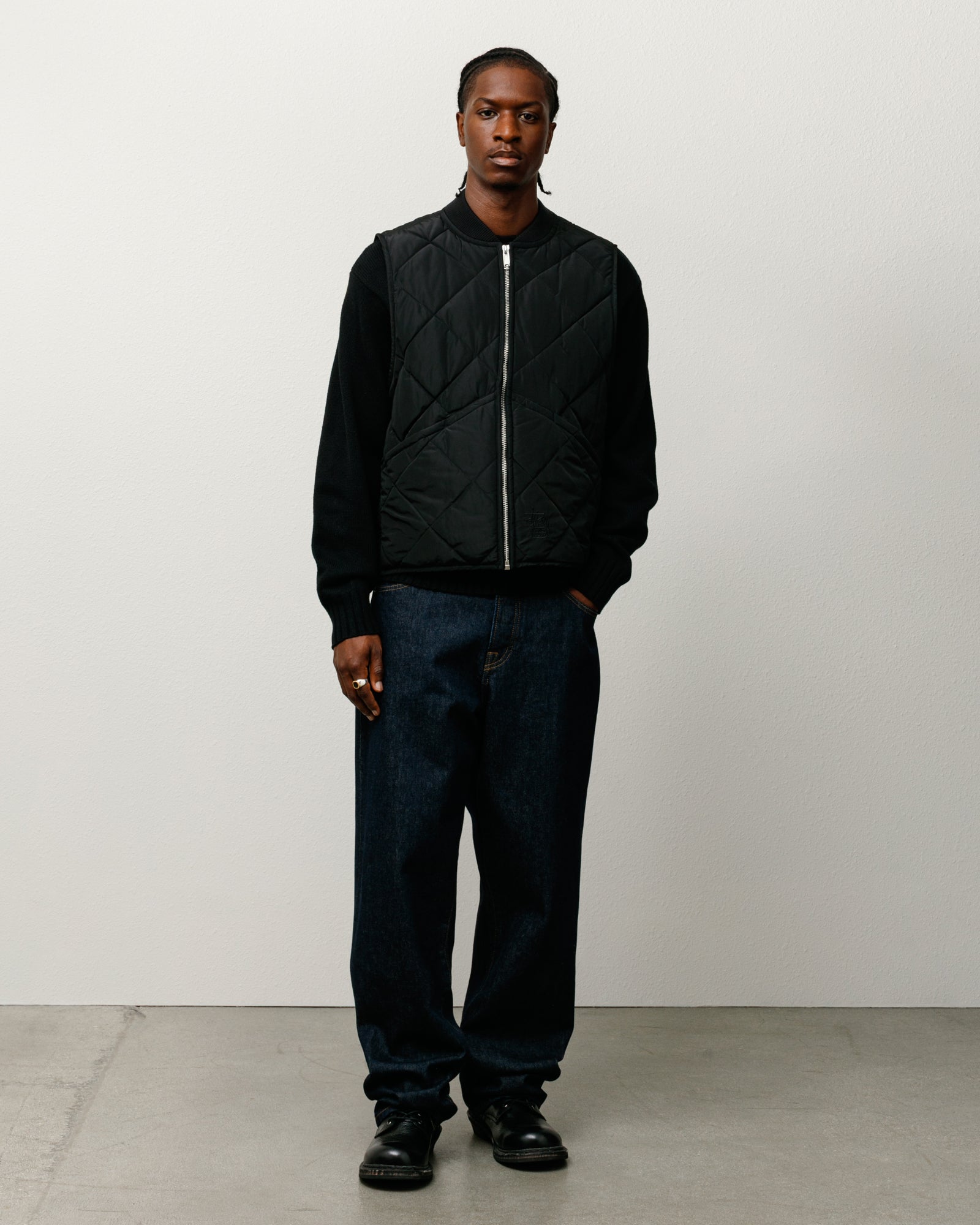 Thermal Lined Quilted Vest – Black | Outerwear | Stüssy Europe