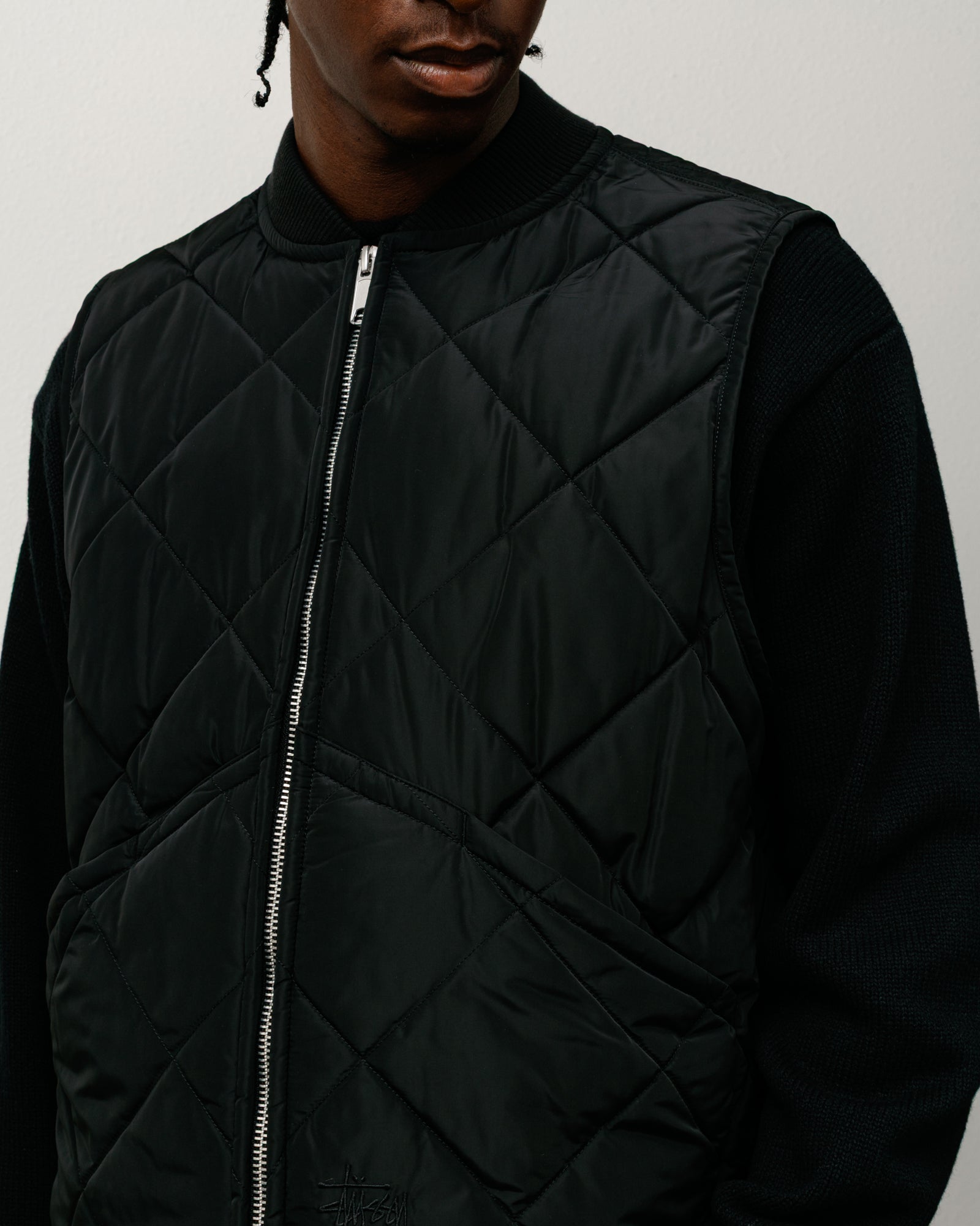 Thermal Lined Quilted Vest – Black | Outerwear | Stüssy Europe