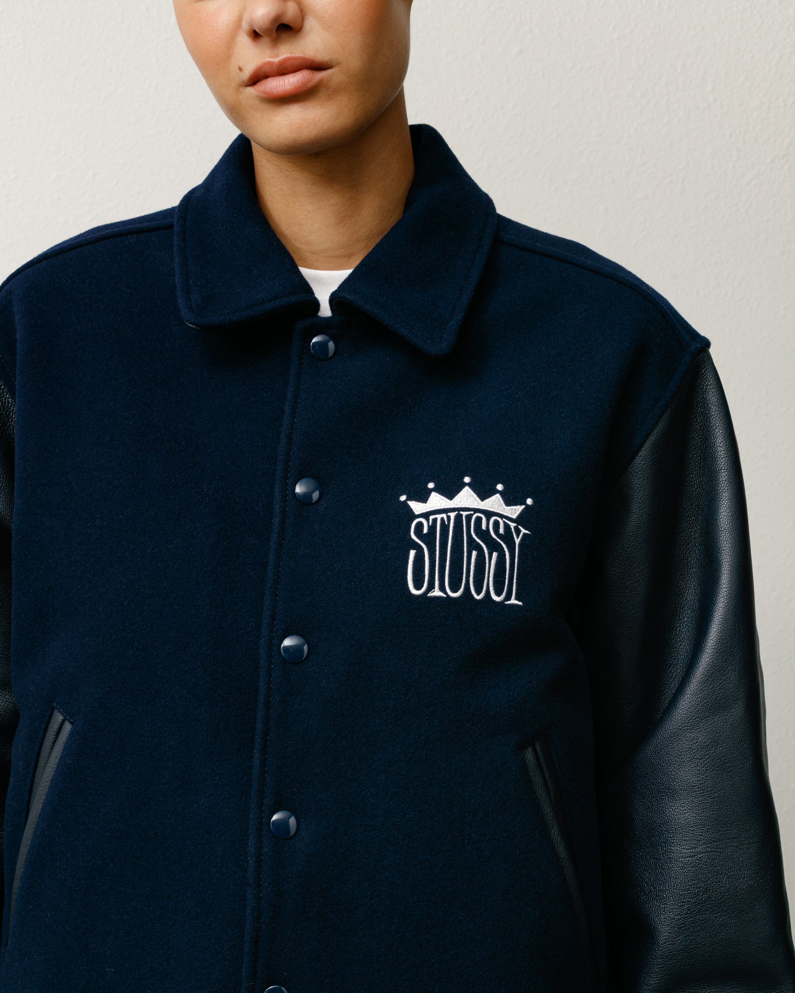 King Varsity Jacket – Navy | Outerwear | Stüssy Europe