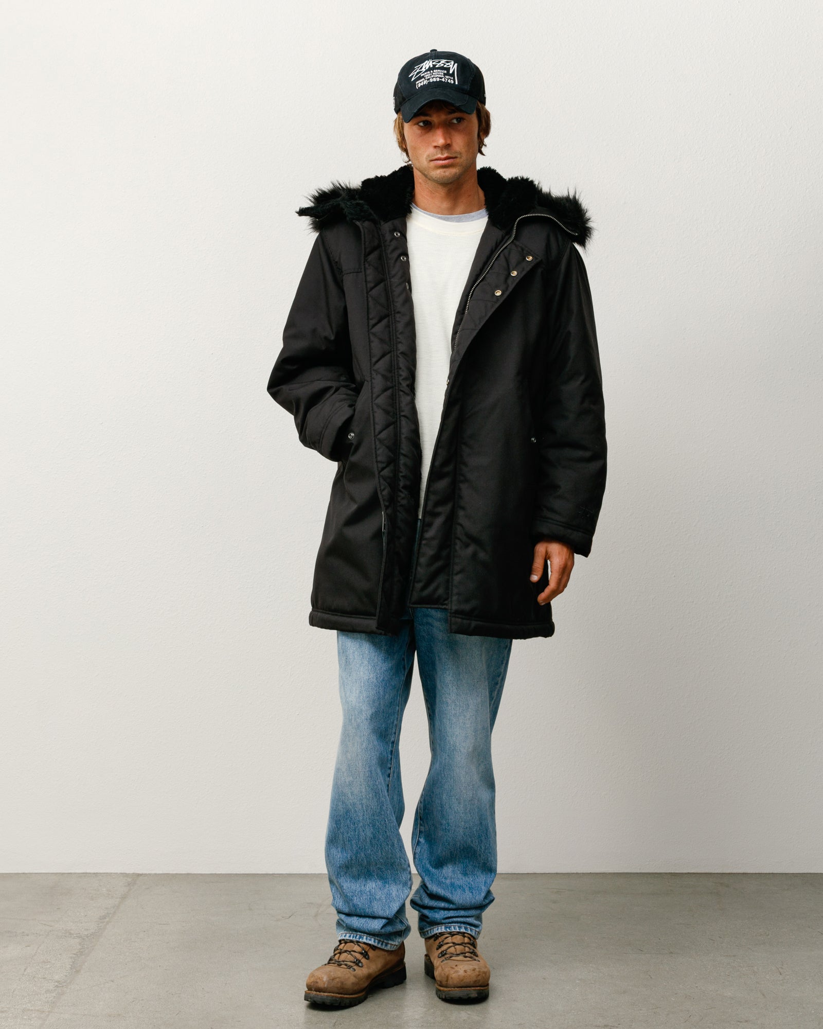 Stussy X Alpha Military Parka Mens Long Sleeve In Black