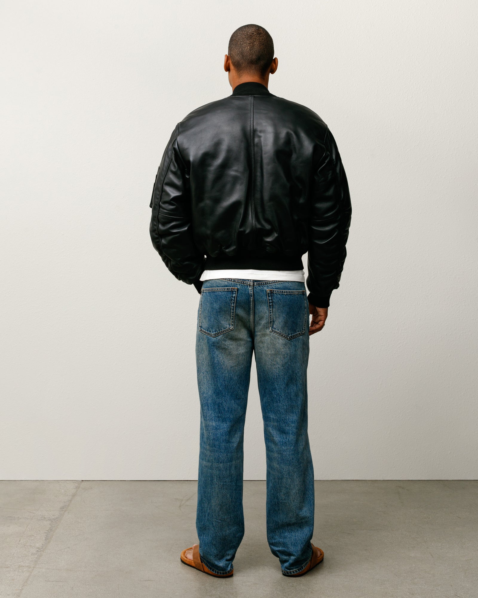 Leather Built Bomber – Black | Outerwear | Stüssy Europe