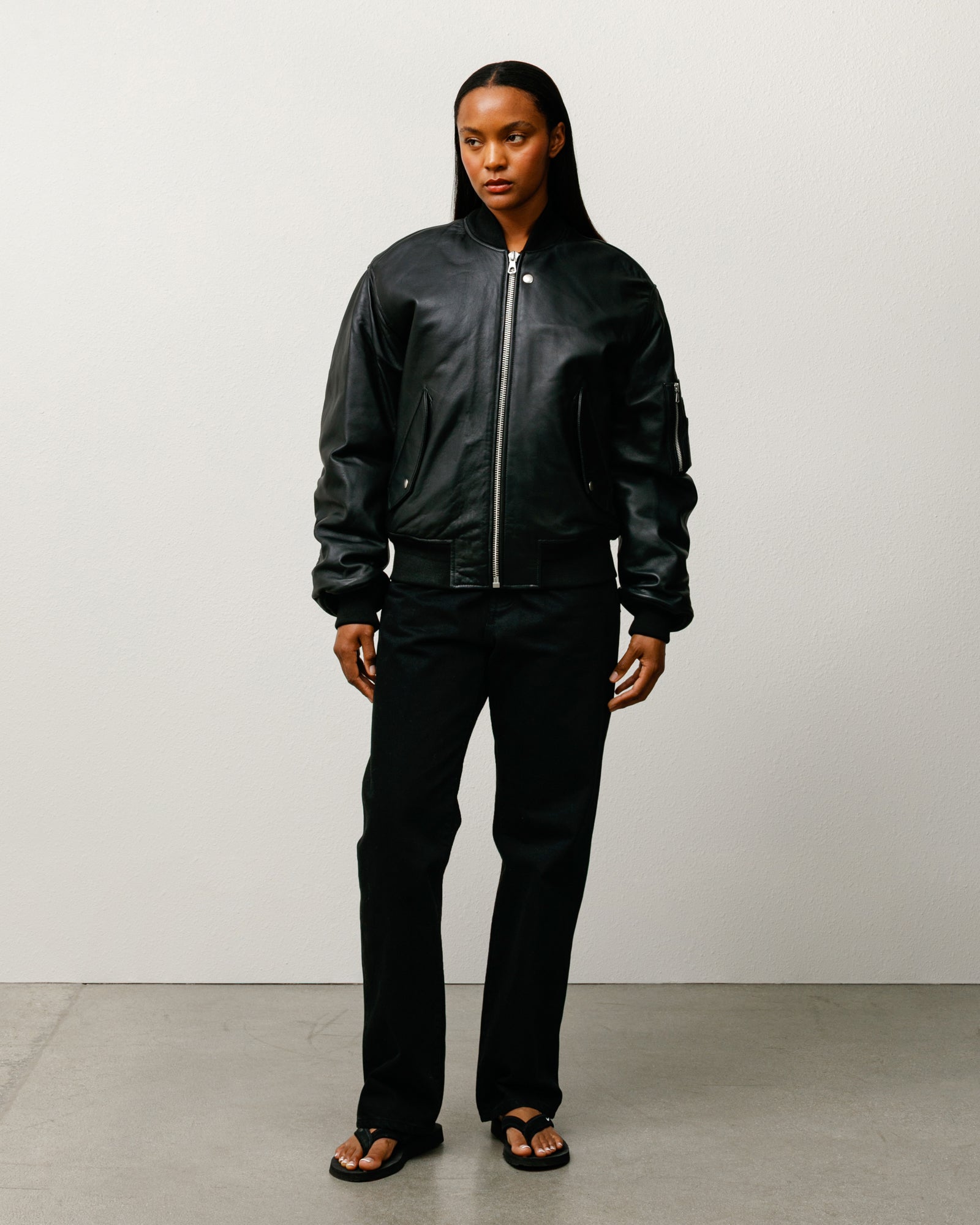 Leather Built Bomber – Black | Outerwear | Stüssy Europe