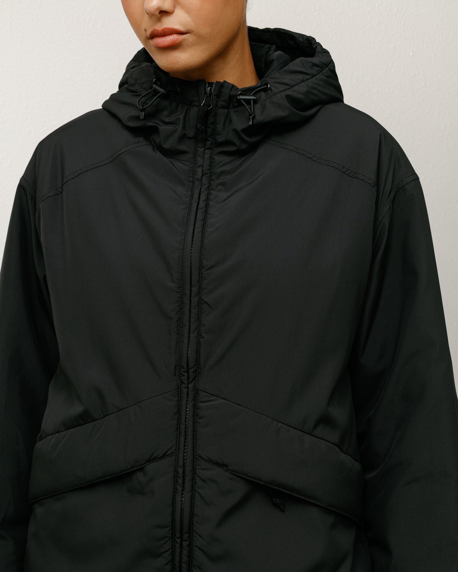 Insulated Hooded Jacket Mens Long Sleeve In Black