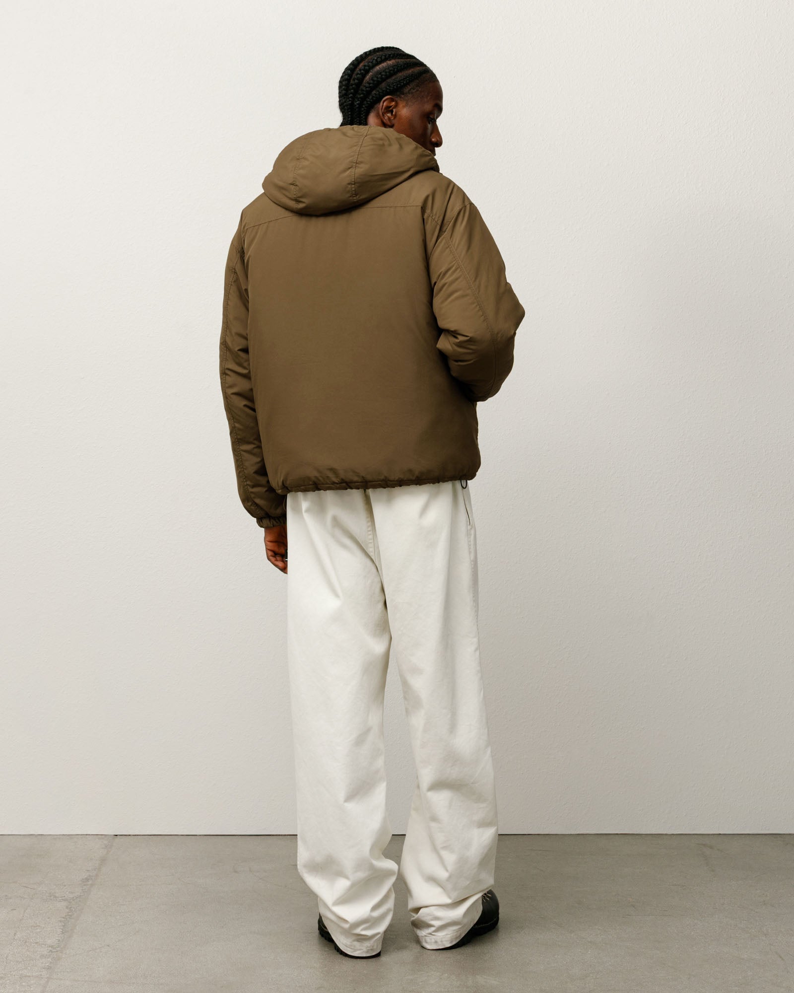 Insulated Hooded Jacket Mens Long Sleeve In Olive