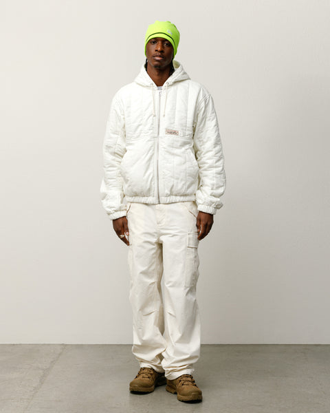 Quilted Canvas Work Jacket Mens Long Sleeve In Bone