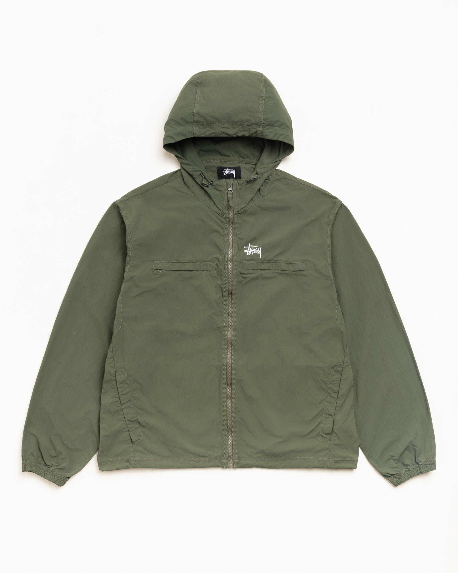 Lightweight Hooded Jacket Unisex Long Sleeve In Olive