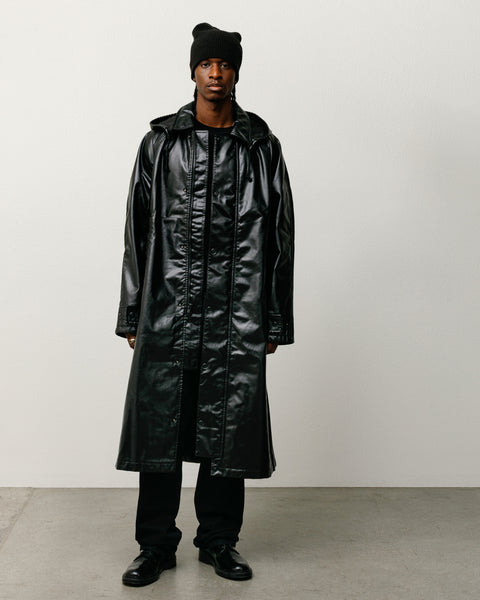 Coated Field Coat Mens Long Sleeve In Black