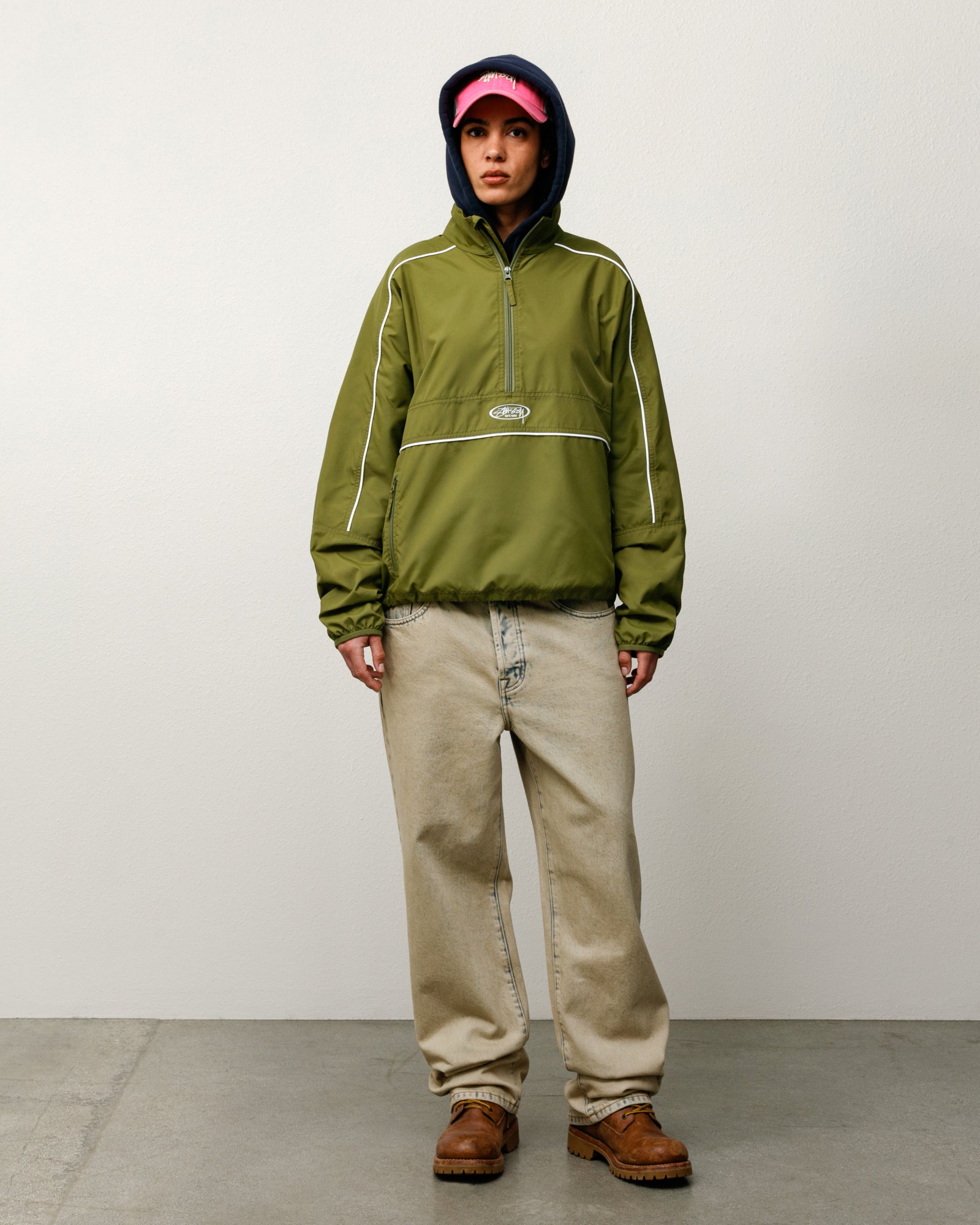 Lightweight Pullover Jacket Outerwear in the color Olive