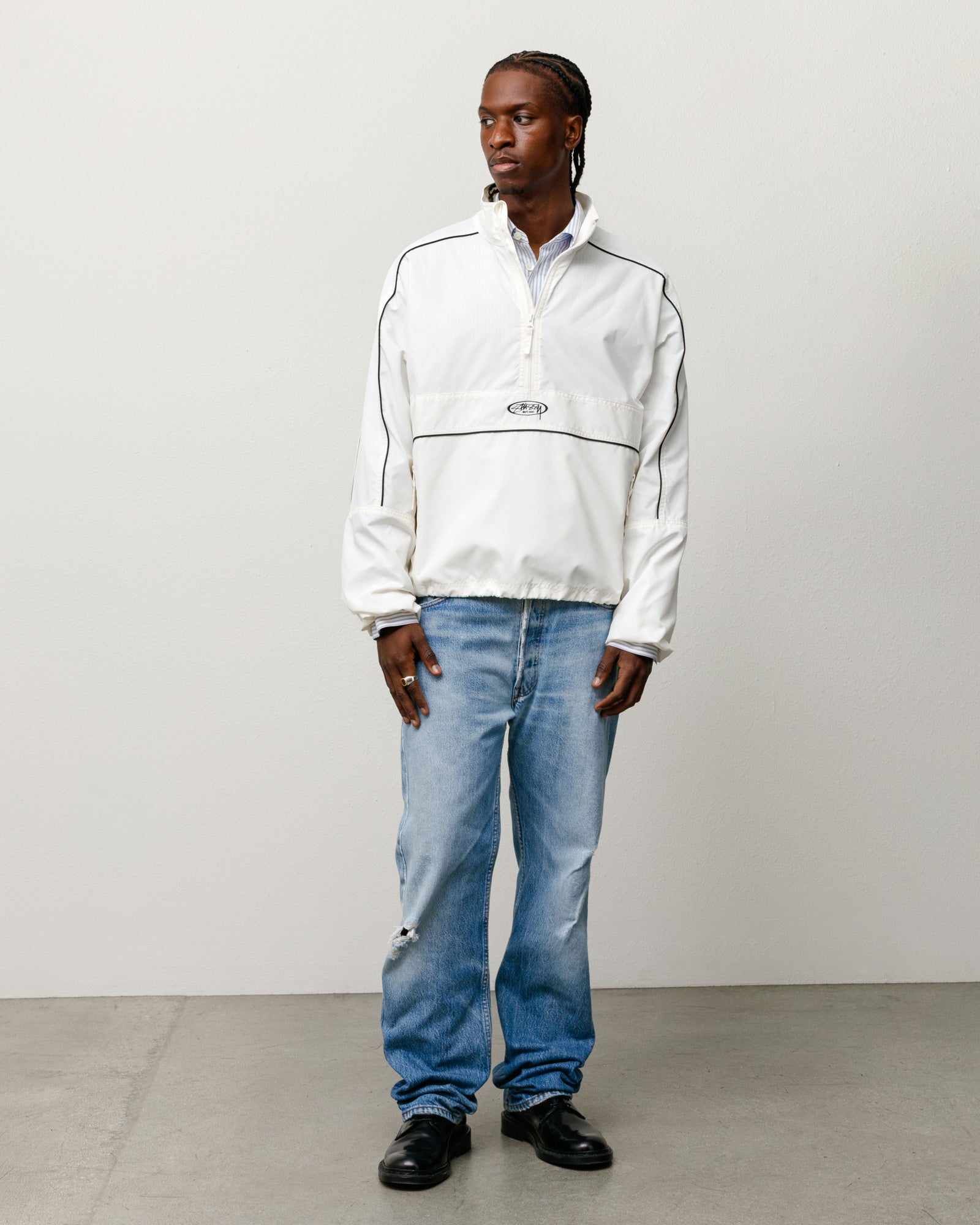 Lightweight Pullover Jacket Unisex Long Sleeve In White