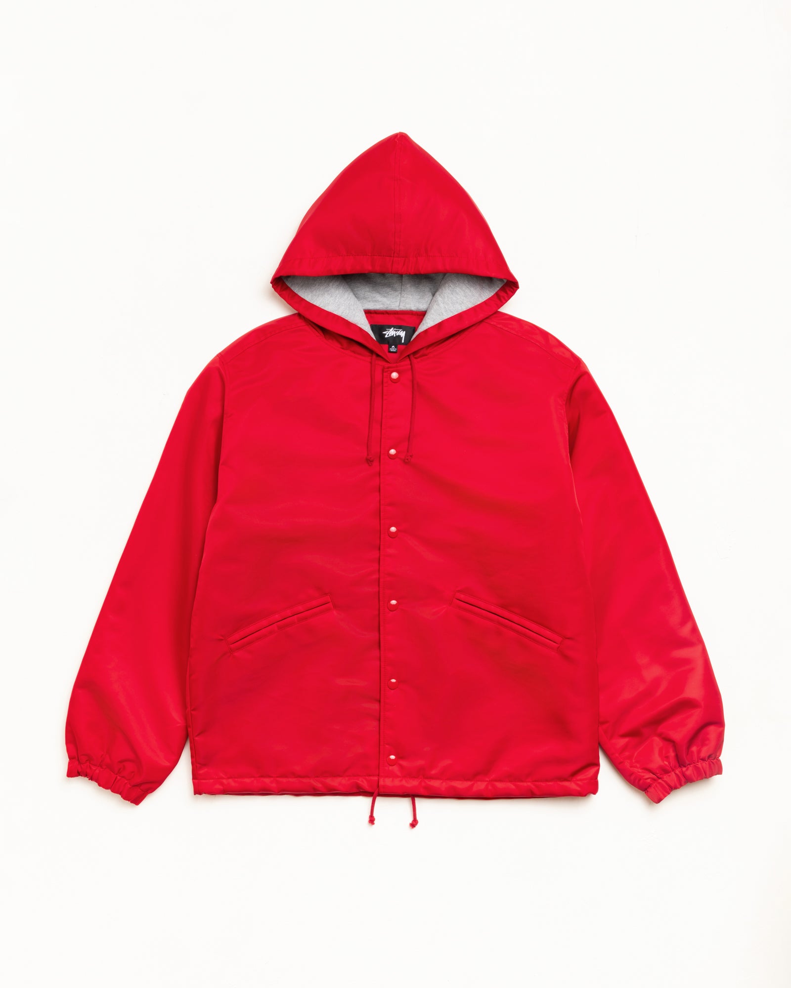 Hooded Coaches Jacket Unisex Long Sleeve In Red