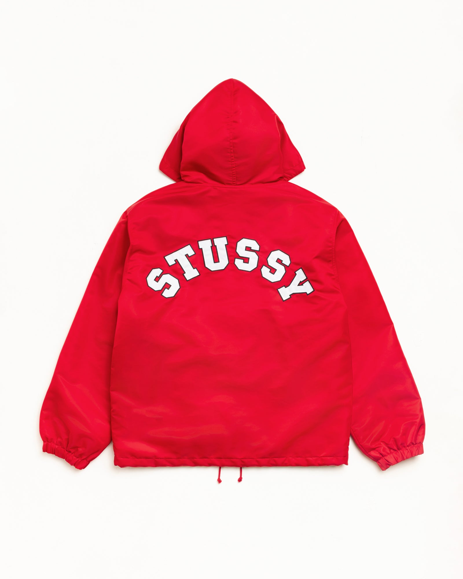 Hooded Coaches Jacket Unisex Long Sleeve In Red
