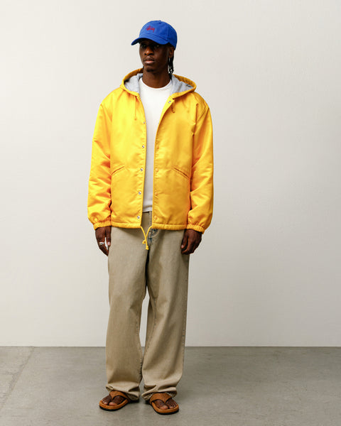 Hooded Coaches Jacket Mens Long Sleeve In Yellow