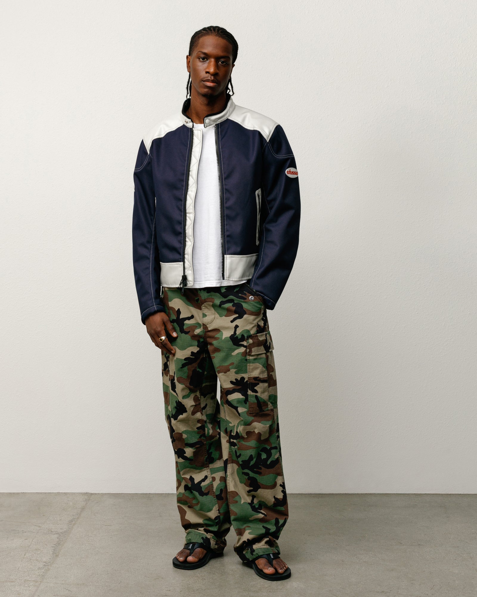 Moto Jacket Mens Long Sleeve In Navy