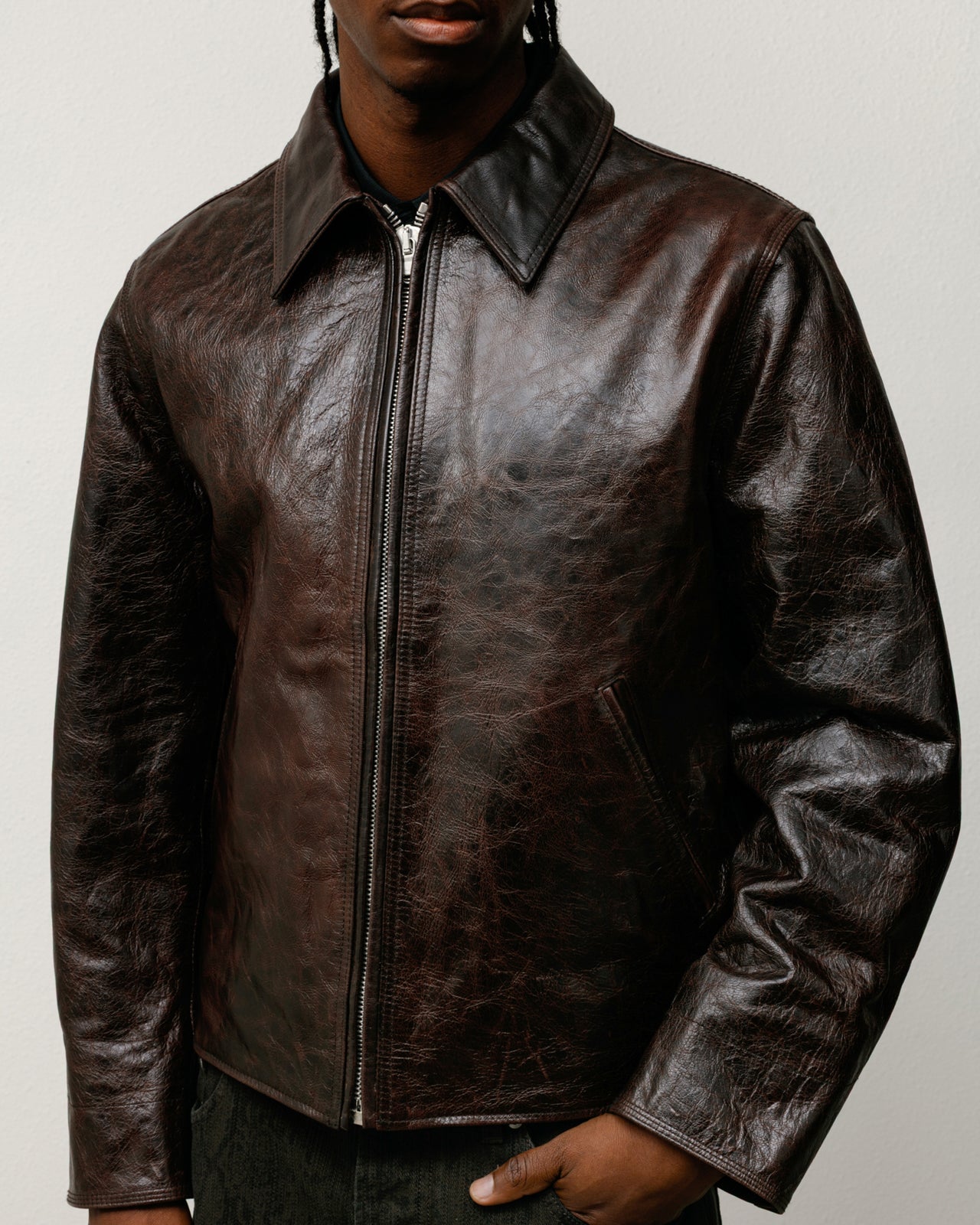 Garage Jacket Leather – Dark Brown | Outerwear | Stüssy Europe
