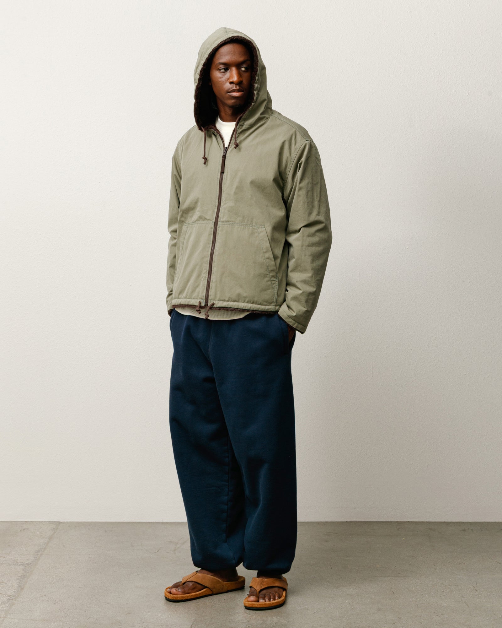 Reversible Hooded Jacket Mens Long Sleeve In Brown